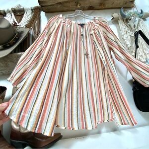 Chaps Ralph Lauren lovely boho stripe blouse w pastel colour combo